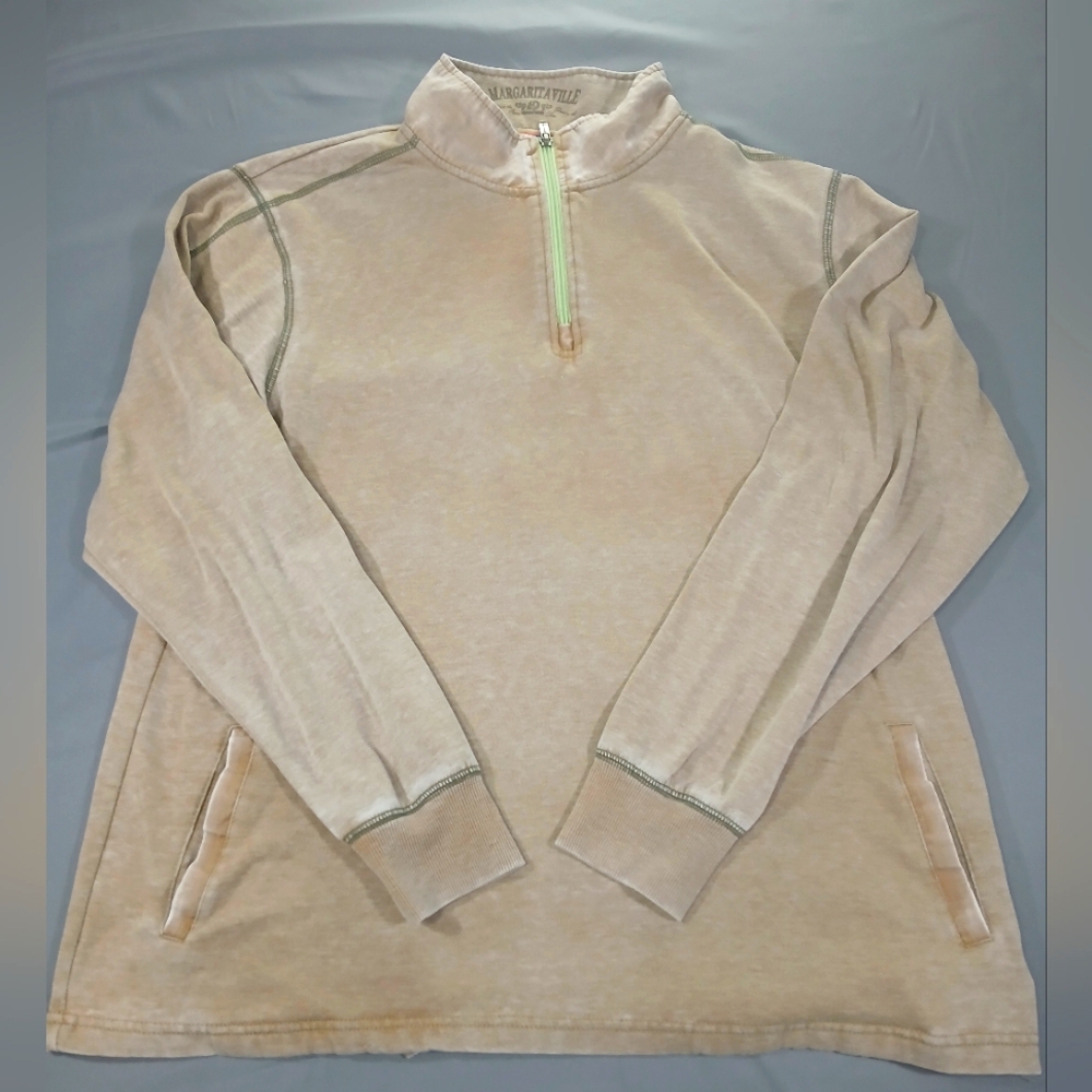 Margaritaville Men's Quarter Zip Pullover Size XL Tan
